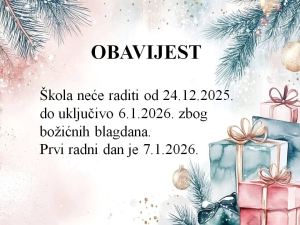 Radno vrijeme škole za vrijeme zimskih praznika
